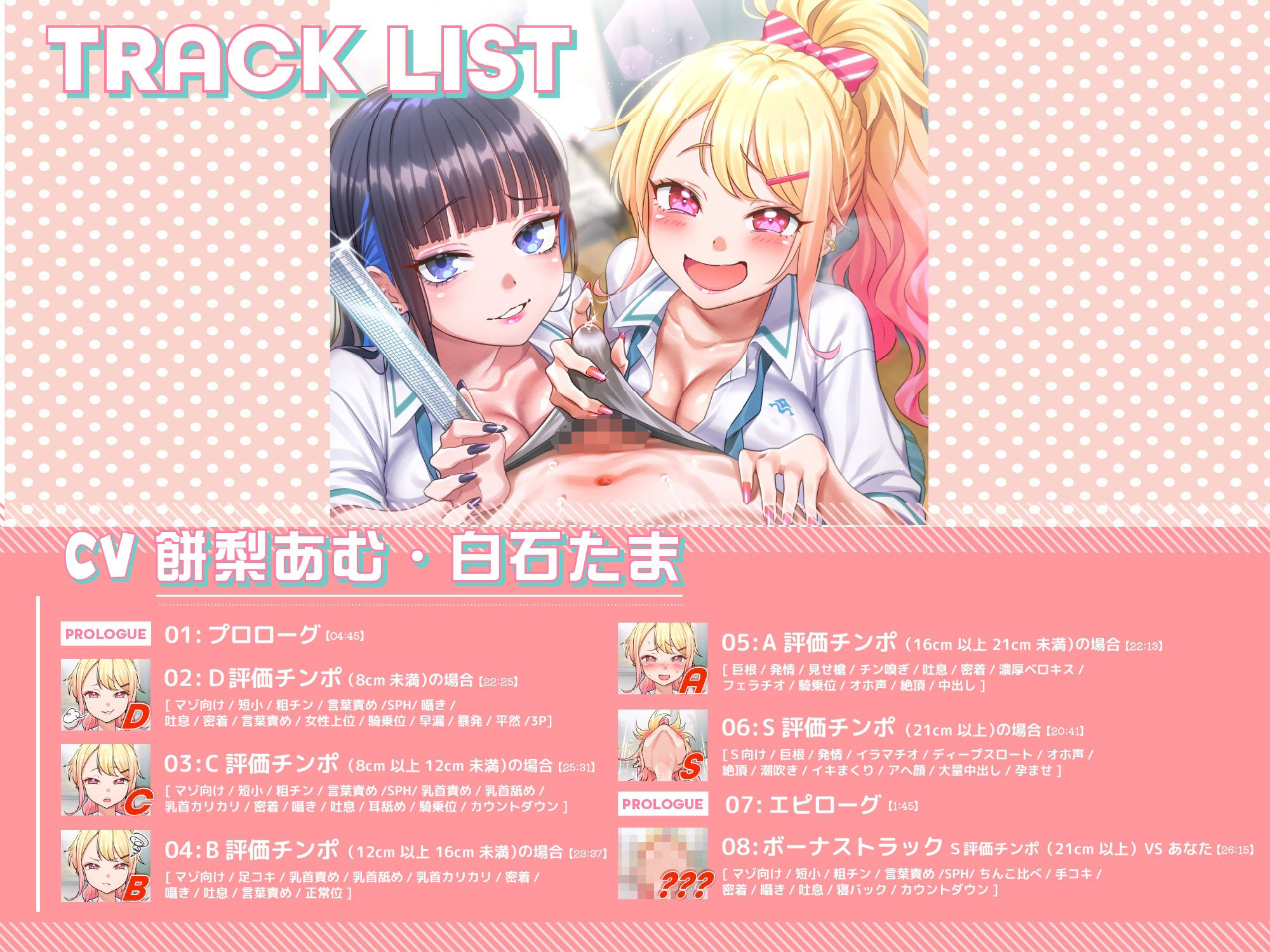 【性機能テスト×2】経験豊富なビッチギャル×2 の定期おちんぽ査定 〜あなたの数字次第で「嘲笑」から「オホ声」まで〜 (dvoice jp-003)