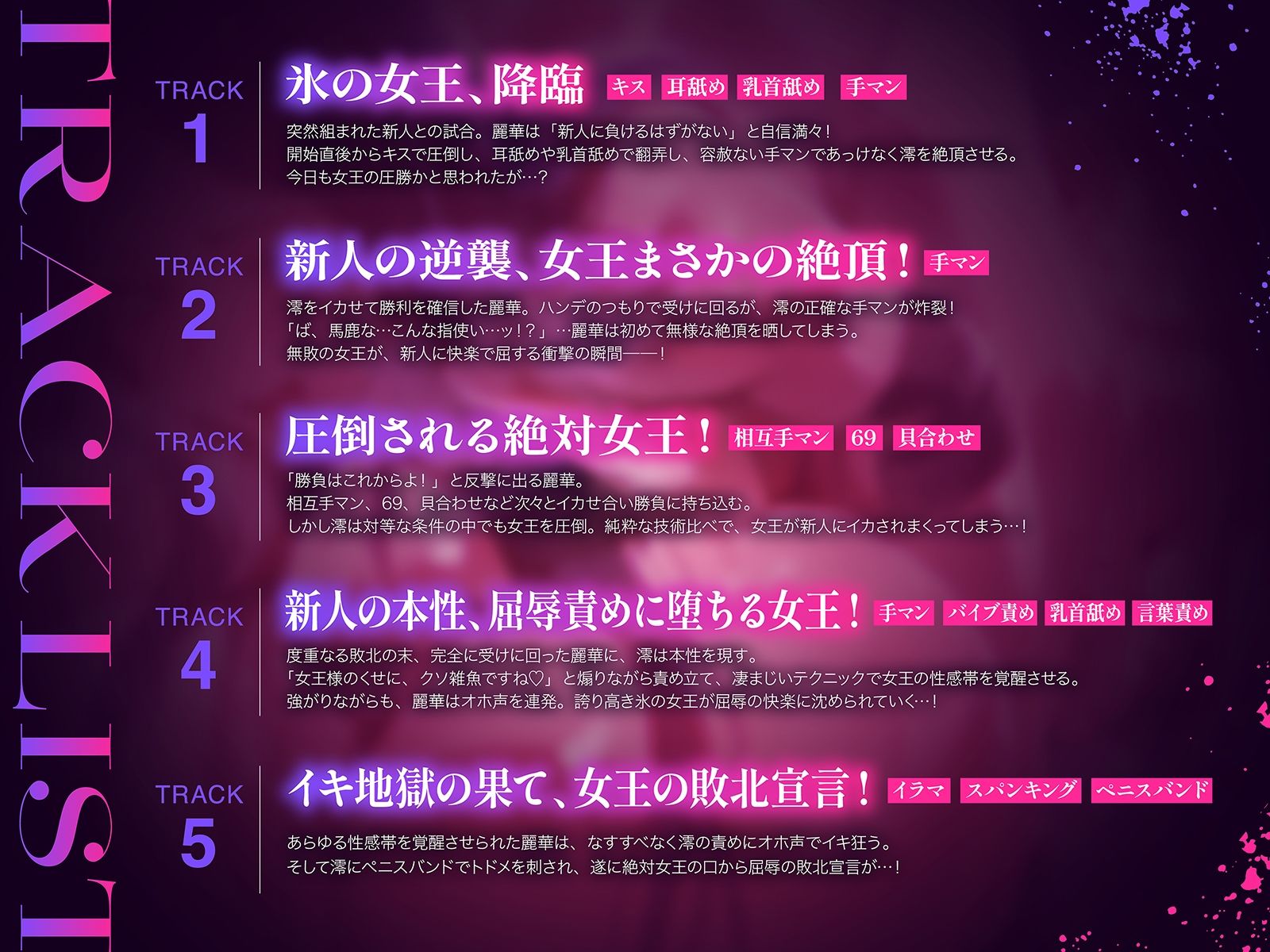 【地下・レズバトル】絶対女王vs謎の新人〜無敗の絶対女王が新人選手に圧倒されてイキ地獄！！〜【KU100】 (dvoice jp-005)