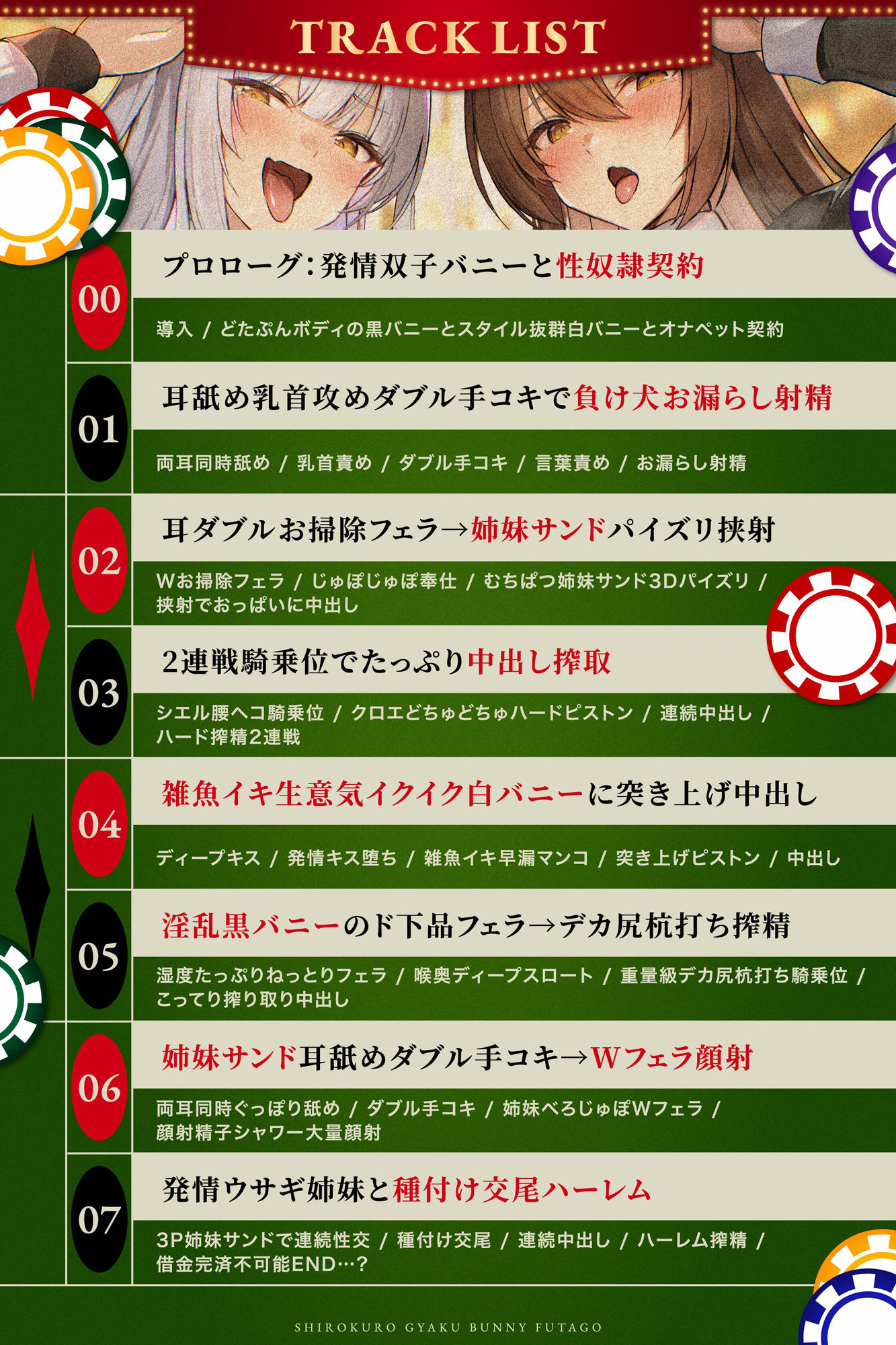 【白黒逆バニー×双子姉妹×逆レ3Pオホ】敗北監禁搾精ハーレム 耳舐手コキ・Wフェラ&パイズリ挟射・雑魚イキ騎乗位&ムチムチ杭打ちピストン連続濃厚種付け中出し交尾 画像7