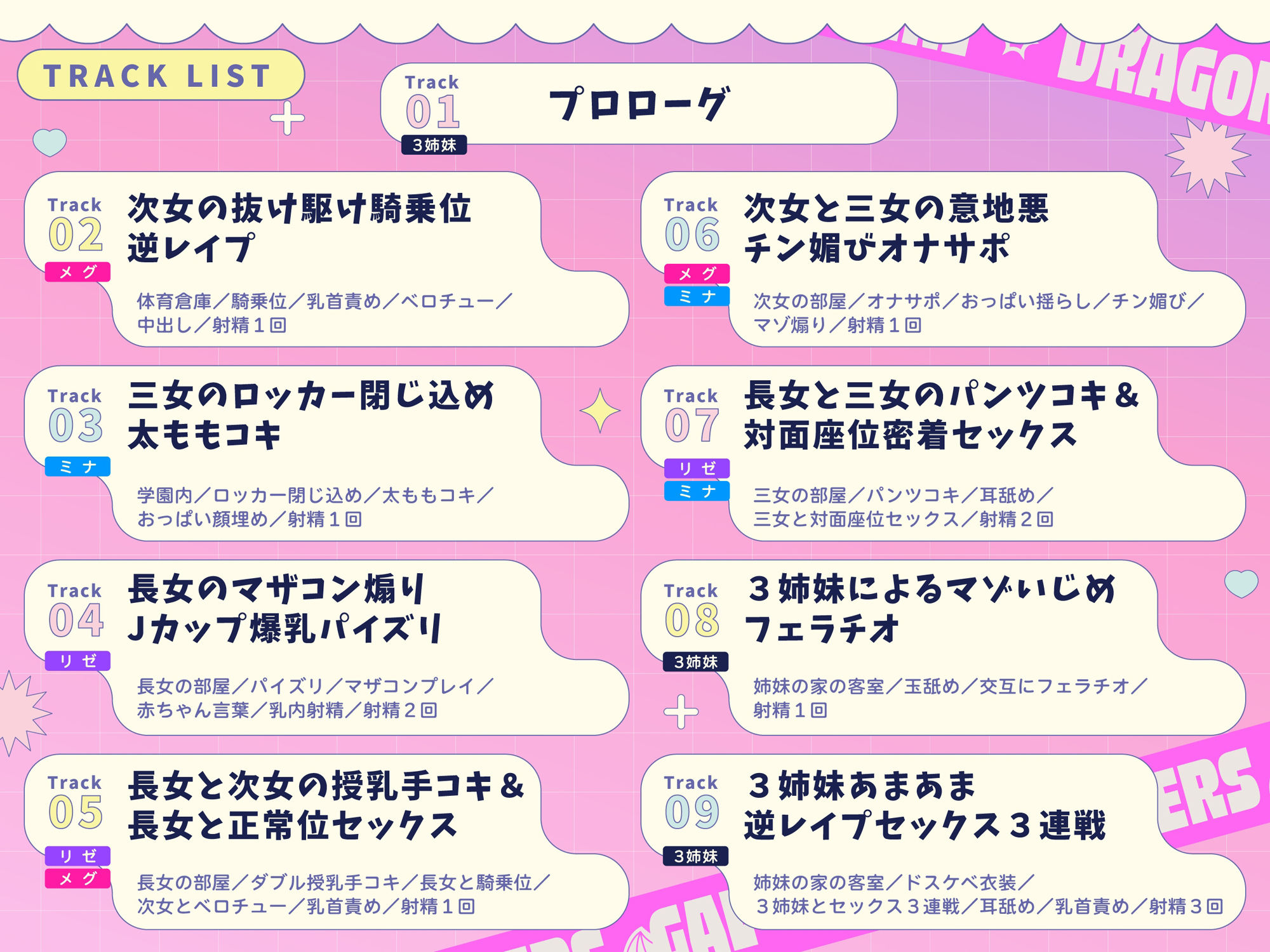 【3時間超え】ドラゴン娘3姉妹ギャルの愛の巣づくり（はーと）〜長身貴族ドラゴン娘3姉妹ギャルのマゾオス捕食えっち〜【オホ声逆レ〇プ】のサンプル画像 5