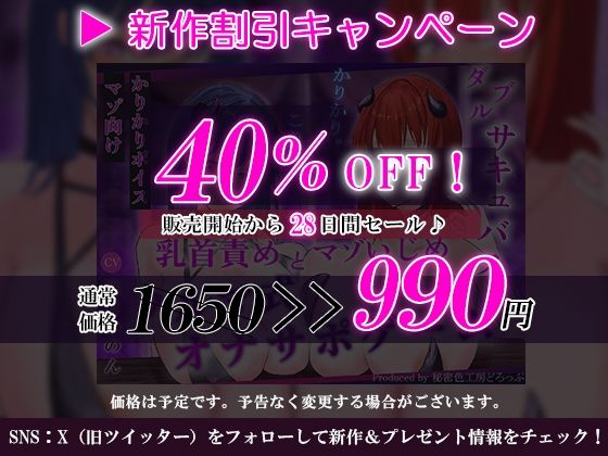 【ほぼ常時かりかり】Wサキュバスによる乳首責めとマゾ苛めノルマ式オナサポゲーム【ほぼ常時かりかりこりこりボイス×14のノルマ×マゾ】のサンプル画像 2
