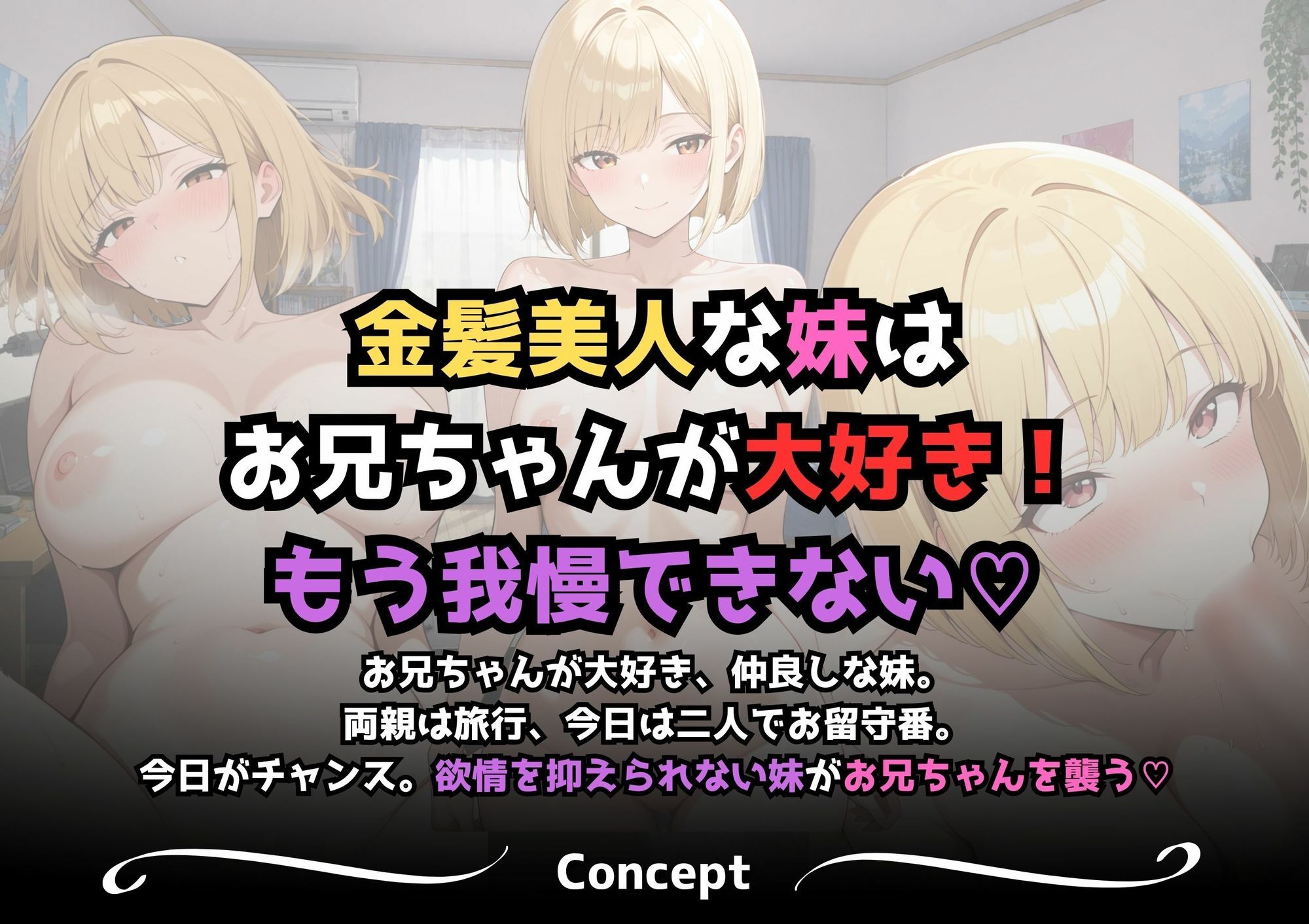 【ガチ近親相姦】金髪ブラコン妹お兄ちゃんを襲う（漫画57P付）のサンプル画像 2