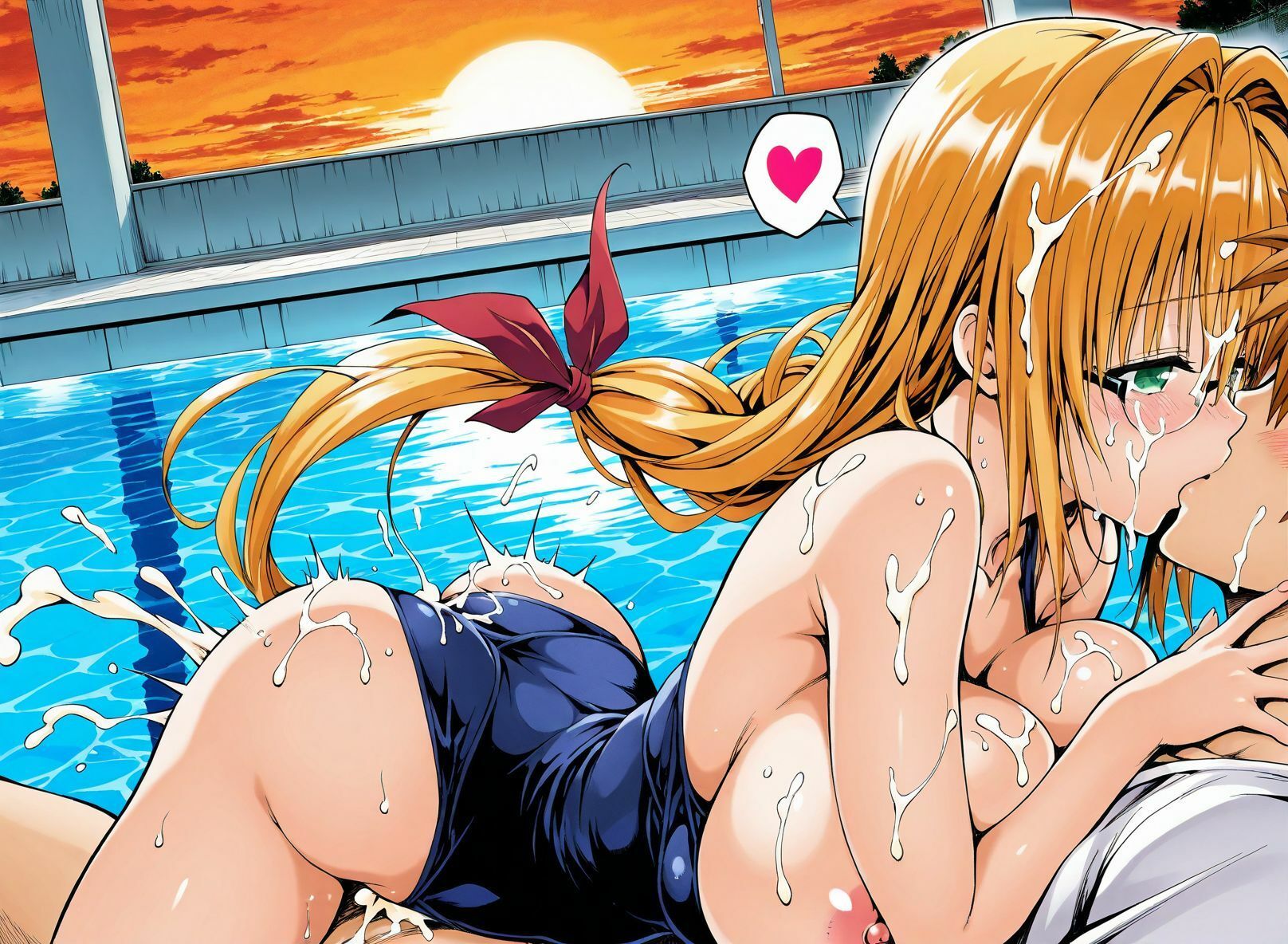 【アクシデンTo LOVE】【CG集TLT1対応】【スク水】金髪巨乳ドジっ子天然美人教師ティア先生と学校のプールでスク水ラブラブあまあまエッチのサンプル画像 6