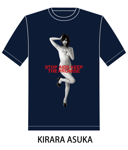 RED RIBBON T-SHIRT（サイズL/ネイビー）モデル：明日花キララ