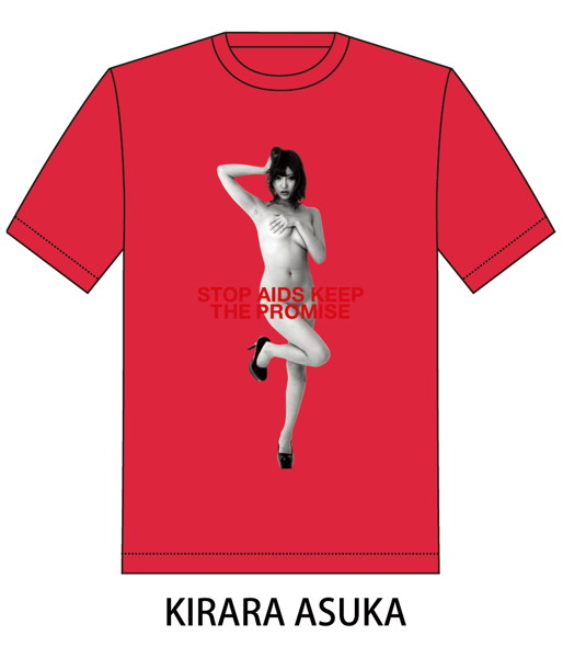 RED RIBBON T-SHIRT（サイズL/レッド）モデル：明日花キララ