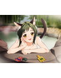 ねこぐらし。 F6キャンバス クロ猫・温泉