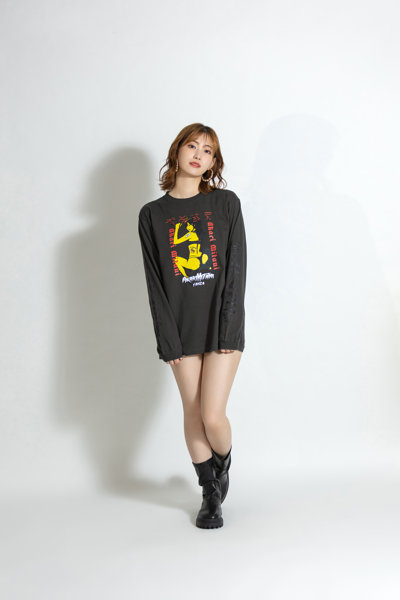 【美谷朱里】 ザ・森東コラボ オリジナルロングTシャツ ダークグレー サイズXL 画像1