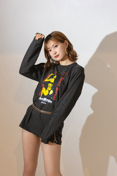 【美谷朱里】 ザ・森東コラボ オリジナルロングTシャツ ダークグレー サイズXL