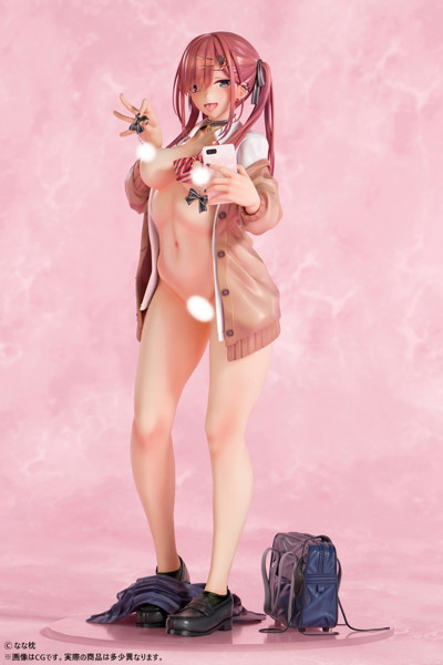 なな枕「ピアスを見せてくれる赤髪ギャルちゃん」素顔ver. 1/5スケール塗装済み完成品フィギュア 画像3