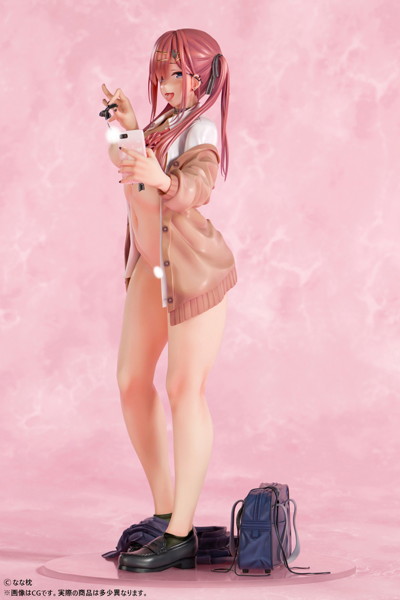 なな枕「ピアスを見せてくれる赤髪ギャルちゃん」素顔ver. 1/5スケール塗装済み完成品フィギュア 画像4