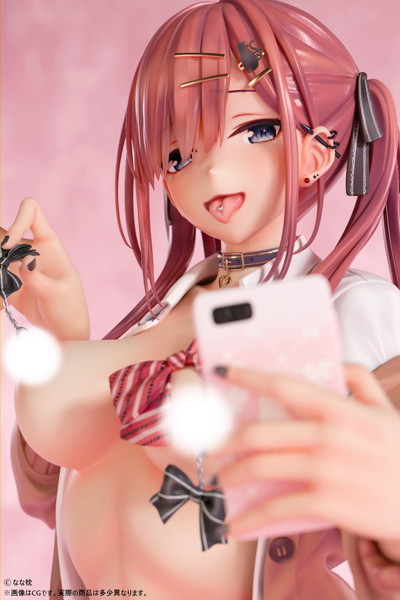 なな枕「ピアスを見せてくれる赤髪ギャルちゃん」素顔ver. 1/5スケール塗装済み完成品フィギュア 画像11