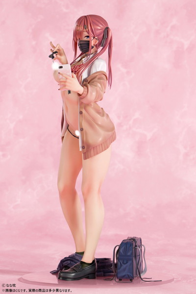 なな枕「ピアスを見せてくれる赤髪ギャルちゃん」マスクver. 1/5スケール塗装済み完成品フィギュア 画像4