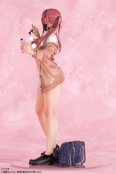 なな枕「ピアスを見せてくれる赤髪ギャルちゃん」マスクver. 1/5スケール塗装済み完成品フィギュア 画像5