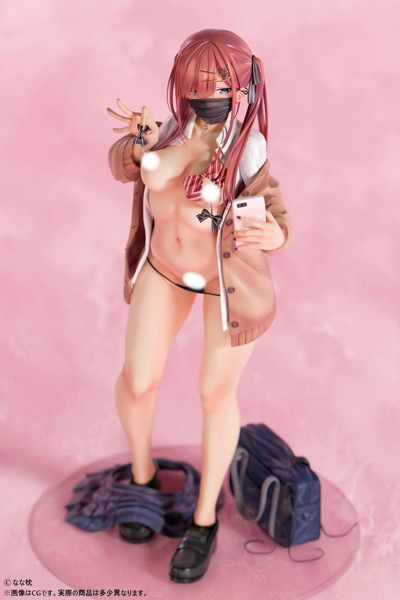 なな枕「ピアスを見せてくれる赤髪ギャルちゃん」マスクver. 1/5スケール塗装済み完成品フィギュア 画像12