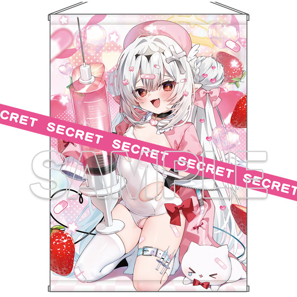 chihiro描き下ろし 小悪魔ナース▽銀髪ちゃんのX-RATEDタペストリー