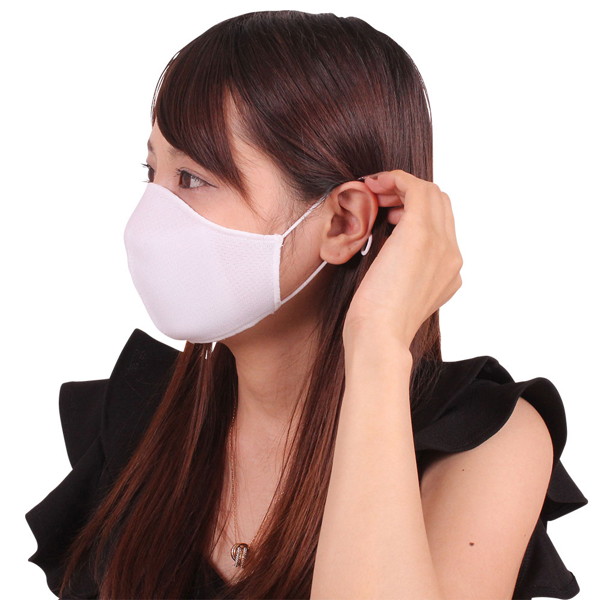 女性用 日本製 涼やかメッシュマスク ホワイト 画像1