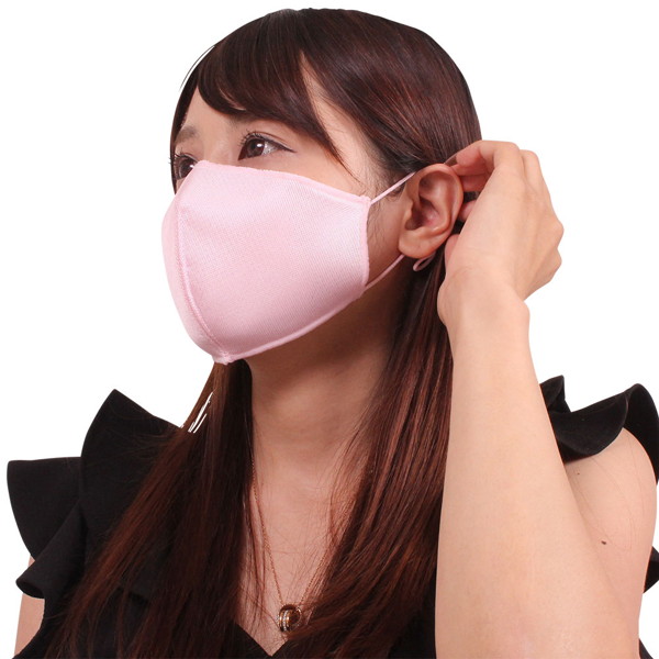 女性用 日本製 涼やかメッシュマスク ピンク 画像1