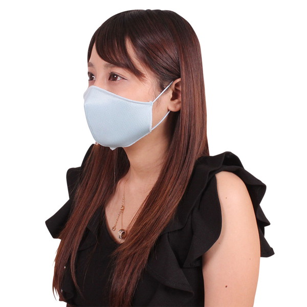 女性用 日本製 涼やかメッシュマスク サックス 画像1