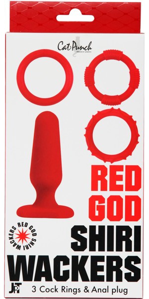 CatPunch RED GOD SHIRI WACKERS 3Cock Rings&AnalPlug KIT 画像1