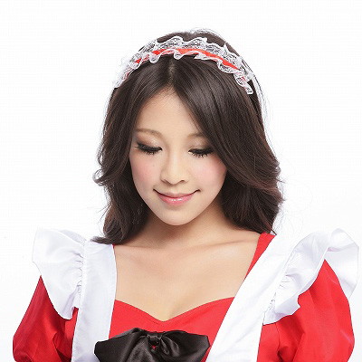 メイド系 アリス風パフスリーブミニメイドワンピース RD 画像4