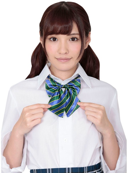 きゅん可愛スクールリボン ブルー＆グリーンストライプ 画像1