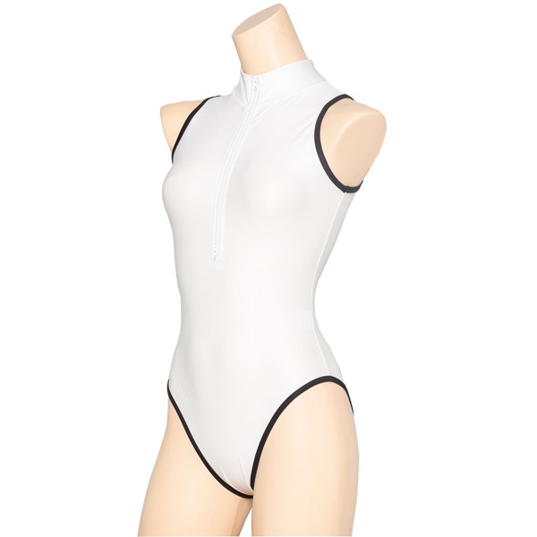 REALISE（リアライズ） 【N-0561】パイピングフロントジッパースイムスーツ（Wカレンダー加工） （WHITE M）