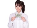 きゅん可愛スクールリボン 紋章花グリーン 画像1