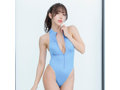 FittySatinフロントファスナーレオタード/BLUE/XXL（PFT075） 画像5