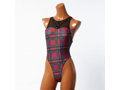 POOLSIDER（プールサイダー） 【PS-OP-22-001】タータンプリントワンピーススイムスーツ/TARTAN print One-piece Swimsuit（ソフトストレッチ素材）（KW） （1， RD） 画像3