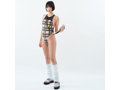 POOLSIDER(プールサイダー) 【PS-OP-22-001】タータンプリントワンピーススイムスーツ/TARTAN print One-piece Swimsuit(ソフトストレッチ素材)(KW) (1, YL) 画像4