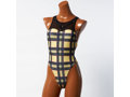 POOLSIDER（プールサイダー） 【PS-OP-22-001】タータンプリントワンピーススイムスーツ/TARTAN print One-piece Swimsuit（ソフトストレッチ素材）（KW） （3， YL） 画像5