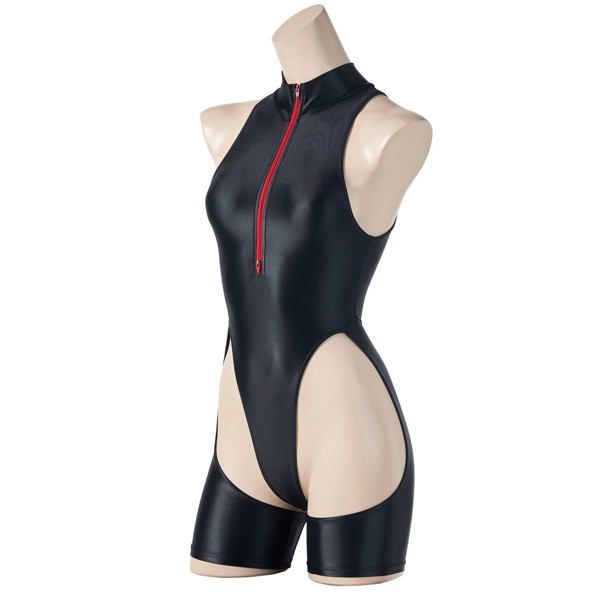 ［REALISE］ リアライズ 【RSFT-001】 カットアウトソングスイムスーツ（ショート）/ Cut Out Thong Swimsuit（イージーストレッチ）（NM） （LL-3L， Silver grey zipper） 画像1