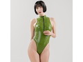 【N-996-CAMO-2024-PLUS】フロントジッパースイムスーツ｜One-piece Zip front Swimsuit （3D Camouflage Enamel）（KW）（1X-4L，Leaf Green） 画像10