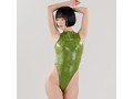 【T-997-CAMO-2024-PLUS】ソングバックスイムスーツ｜Thong-back Hi-neck Swimsuit （3D Camouflage Enamel）（KW）（1X-4L，Leaf Green） 画像9