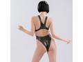 ミックスエナメルスイムスーツ｜Mixed enamel Swimsuit（mixed materials）（KW）（5 （JP 3L）， Gunmetal x Ash Olive） 画像1