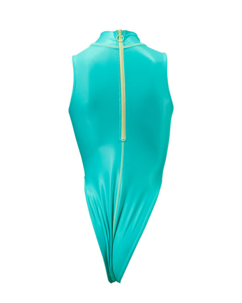 Hi neck high leg Swimsuit （K-0303 KW）（M， Lagoon Mist） 画像1