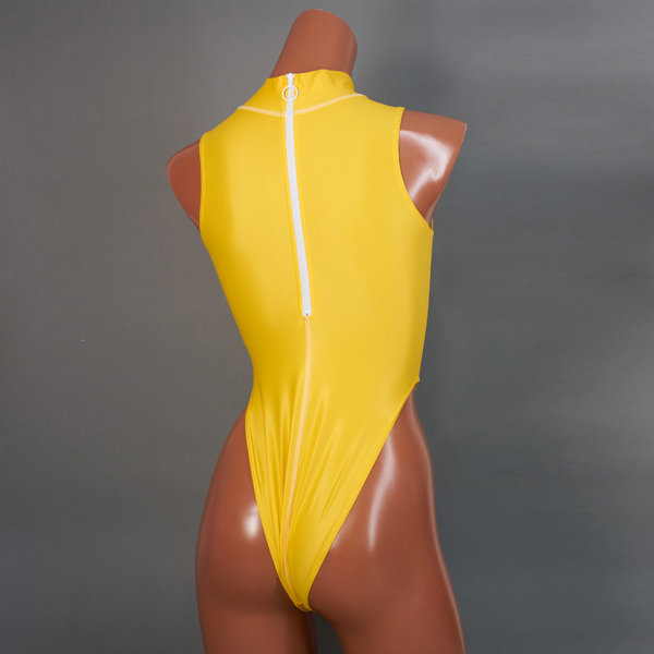 ハイネックハイレッグスイムスーツ / Hi neck high leg Swimsuit (K-0303 KW)(0X, Lemon Mist) 画像1