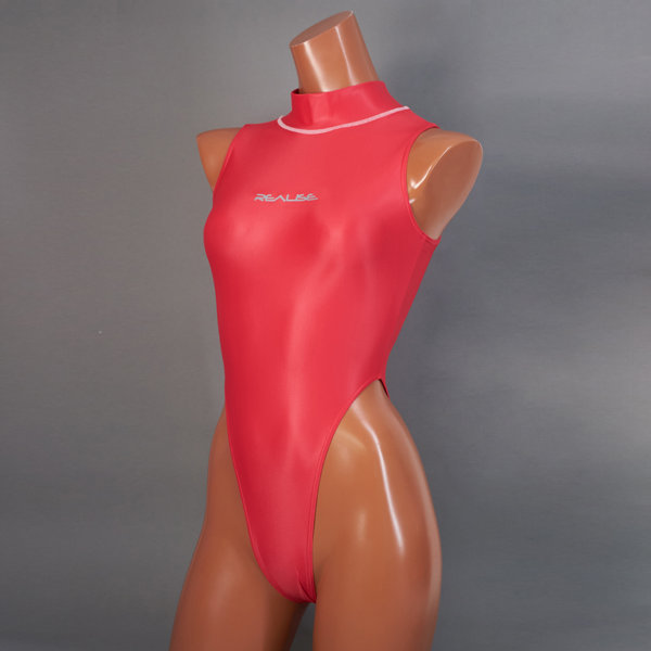 ハイネックハイレッグスイムスーツ / Hi neck high leg Swimsuit （K-0303 KW）（S， Scarlet Wave）