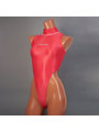 ハイネックTバックハイレッグスイムスーツ / Hi neck Thong back Swimsuit （T-0303 KW）（M， Scarlet Wave）