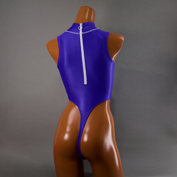 ハイネックTバックハイレッグスイムスーツ / Hi neck Thong back Swimsuit (T-0303 KW)(0X, Midnight Surf) 画像1