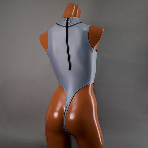 ハイネックTバックハイレッグスイムスーツ / Hi neck Thong back Swimsuit (T-0303 KW)(L, Concrete Haze) 画像1