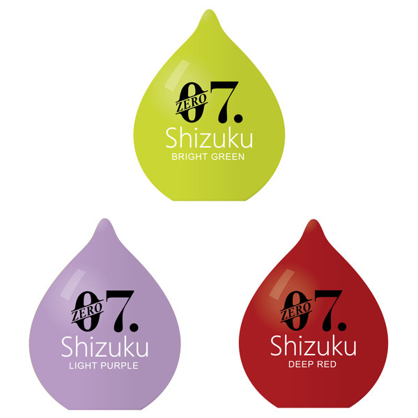ZERO7 SHIZUKU 3種 各1個セット ［パウチローション付属］［先端刺激突起付き］ ブライトグリーン（サ●派向け） ライトパープル（ストローク派向け） ディープレッド（バランス派向け）