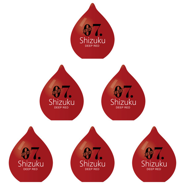 YUIRA-ZERO7shizuku- ディープレッド 6個セット ［パウチローション付属］［先端刺激突起付き］［バランス派向け］