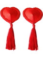 ニップルタッセル フリルサテンハート赤