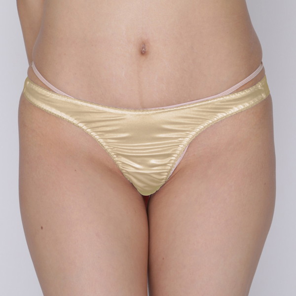 光沢ストレッチシンプルTバック 4L ベージュ