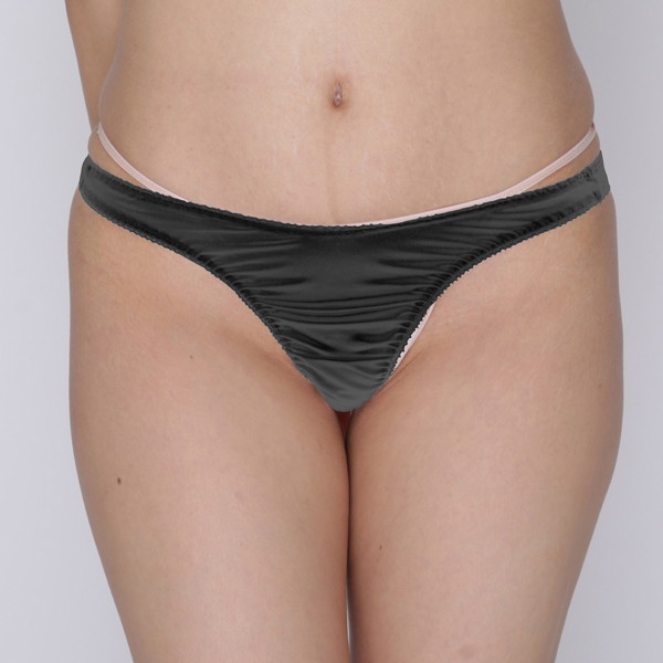 光沢ストレッチシンプルTバック 4L ブラック
