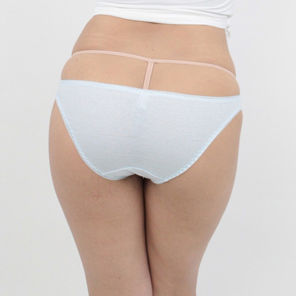 肌なじみの良いコットンシンプルフルバックL サックス 画像1