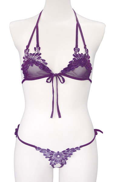 紐パンレースランジェリー パープル 画像2
