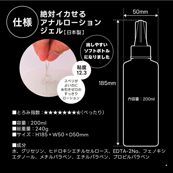 絶対イカせるア●ルローション ジェル 200ml 画像4