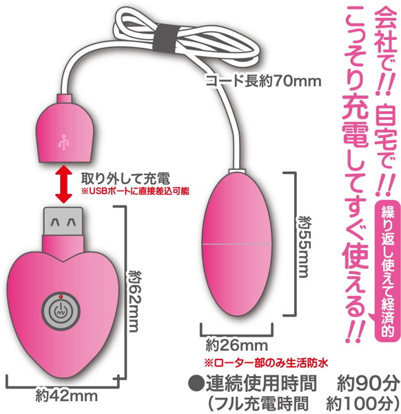 USB充電式ピンクローター 画像2